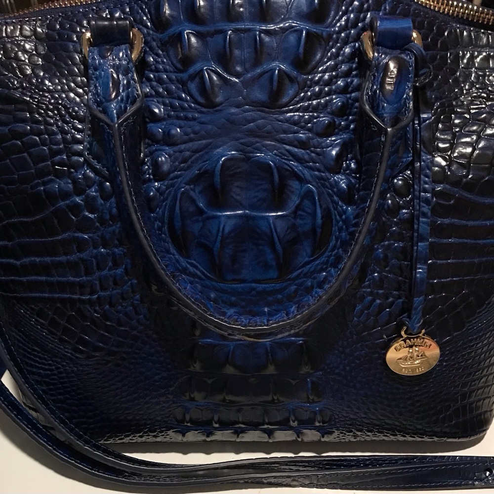 Brahmin Blue Crocodile-Embossed Tote Bag